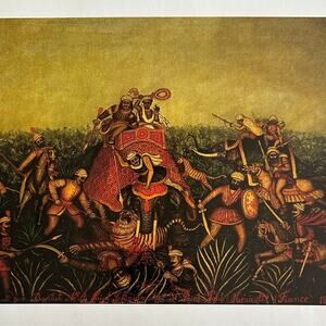 Tiger Hunt, Jean-Baptiste Guiraud, Print, Naive Art, Book Page ~ 250727-WH 190 A